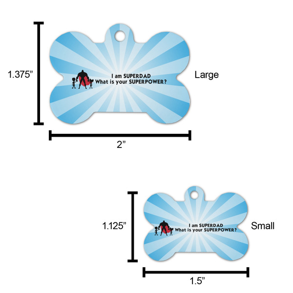 Super Dad Bone Shaped Dog ID Tag - Large - Scale