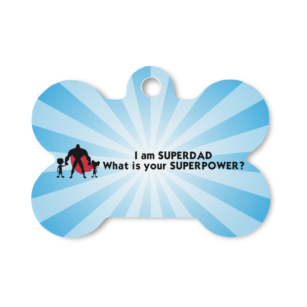 Custom Super Dad Bone Shaped Dog ID Tag - Small