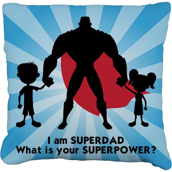 Custom Super Dad Faux-Linen Throw Pillow 16"