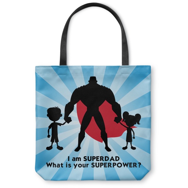 Custom Super Dad Canvas Tote Bag - Medium - 16"x16"