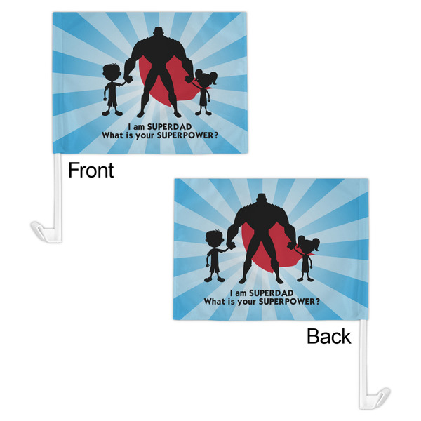 Super Dad Car Flag - 11" x 8" - Front & Back View