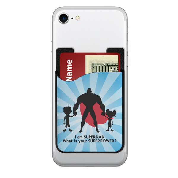 Custom Super Dad 2-in-1 Cell Phone Credit Card Holder & Screen Cleaner