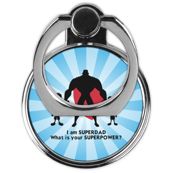 Super Dad Cell Phone Ring Stand & Holder - Front (Collapsed)
