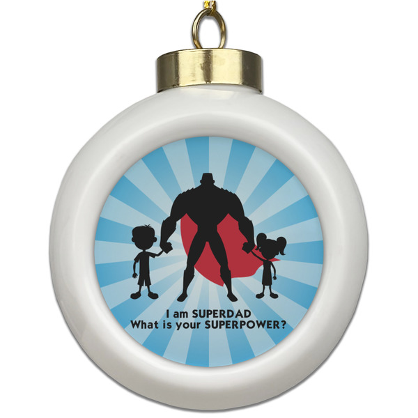 Custom Super Dad Ceramic Ball Ornament