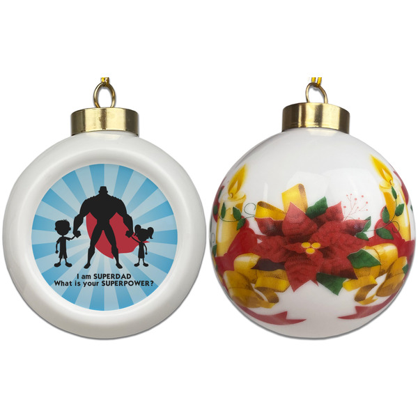 Super Dad Ceramic Christmas Ornament - Poinsettias (APPROVAL)
