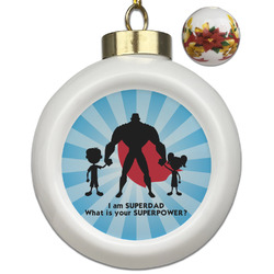 Super Dad Ceramic Ball Ornaments - Poinsettia Garland