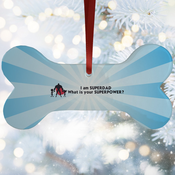 Custom Super Dad Ceramic Dog Ornament