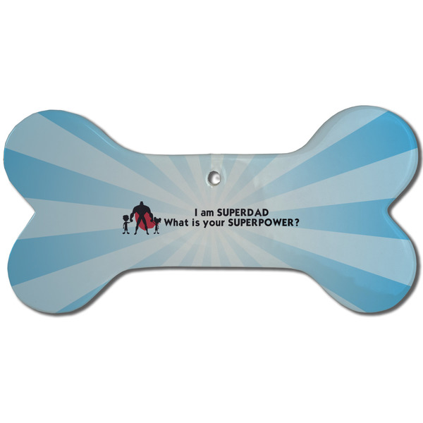 Super Dad Ceramic Flat Ornament - Bone Front