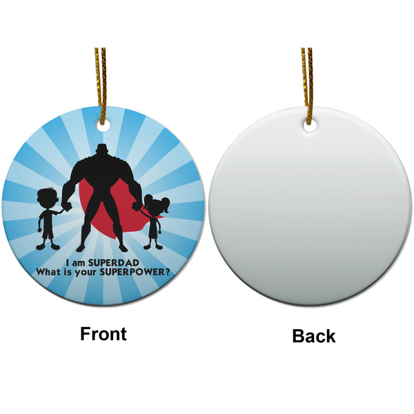Super Dad Ceramic Flat Ornament - Circle Front & Back (APPROVAL)