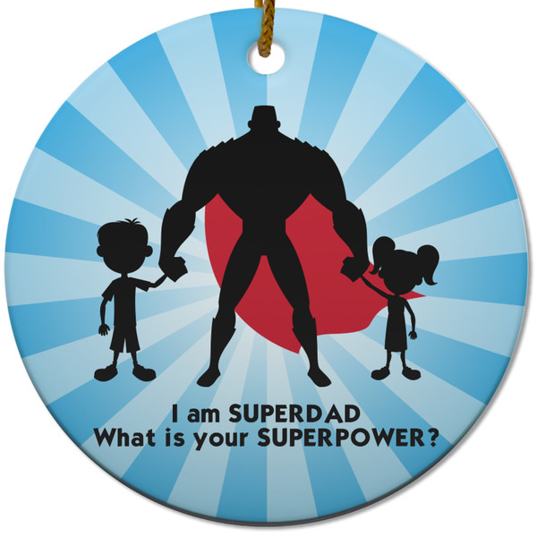 Custom Super Dad Round Ceramic Ornament
