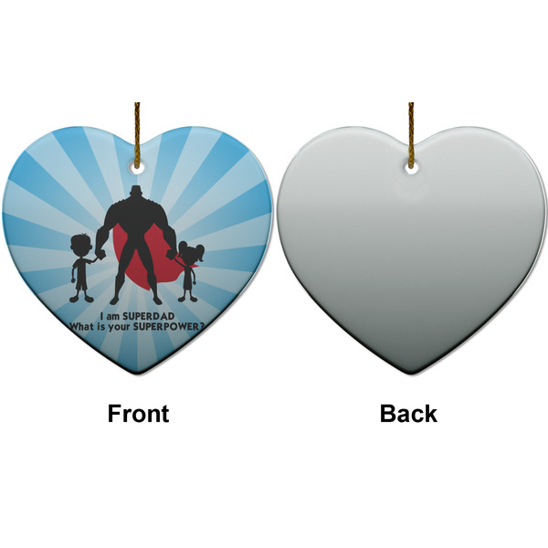 Super Dad Ceramic Flat Ornament - Heart Front & Back (APPROVAL)