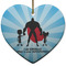 Super Dad Ceramic Flat Ornament - Heart (Front)
