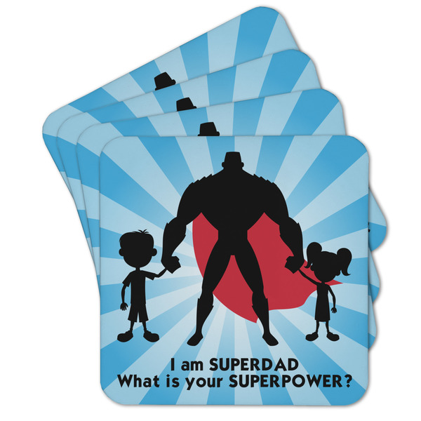 Custom Super Dad Cork Coaster - Set of 4