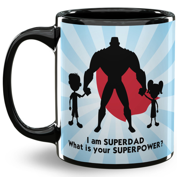 Custom Super Dad 11 Oz Coffee Mug - Black