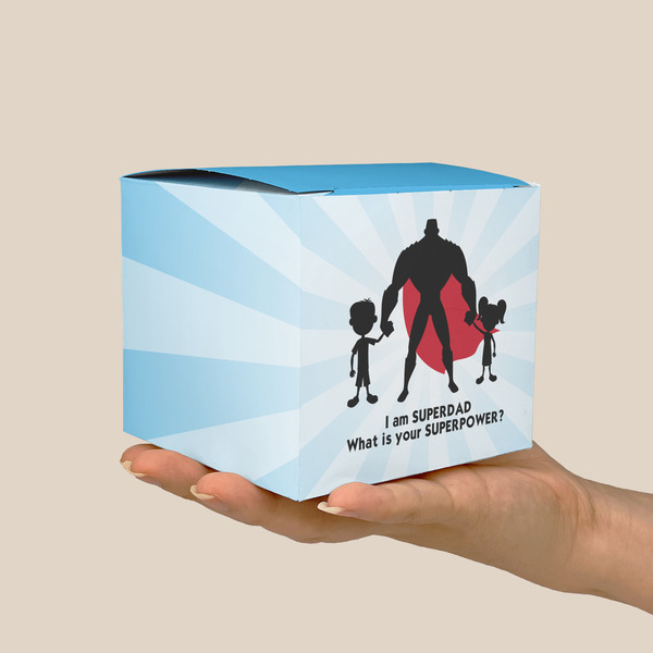 Super Dad Cube Favor Gift Box - On Hand - Scale View