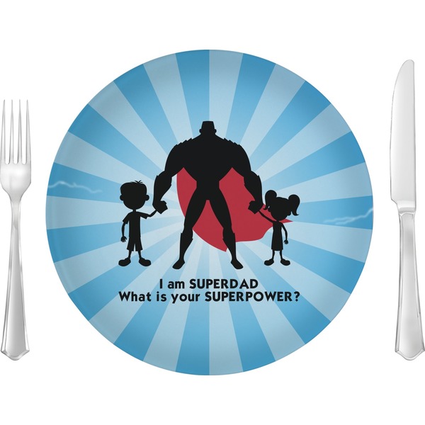 Custom Super Dad 10" Glass Lunch / Dinner Plates - Single or Set
