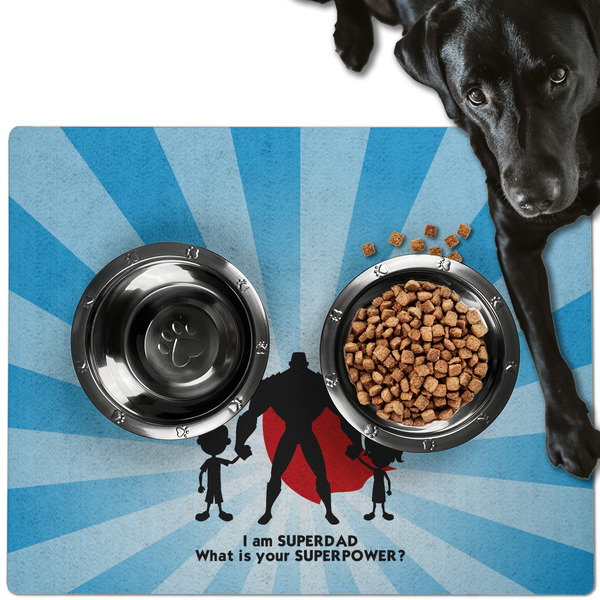 Custom Super Dad Dog Food Mat - Large
