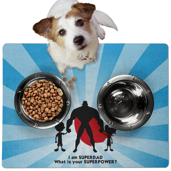 Custom Super Dad Dog Food Mat - Medium