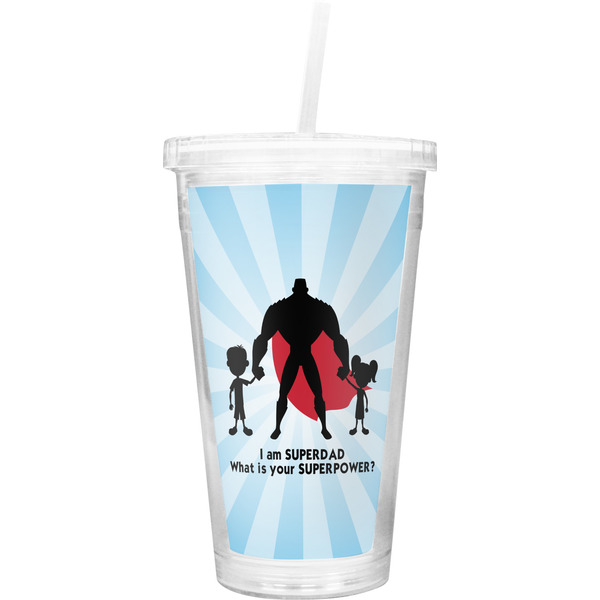 Custom Super Dad Double Wall Tumbler with Straw