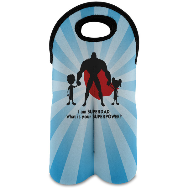 Custom Super Dad Wine Tote Bag (2 Bottles)