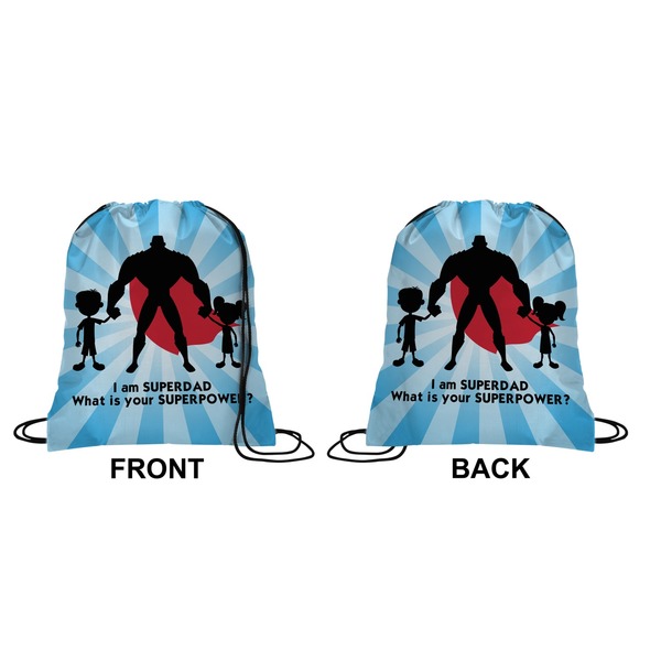 Super Dad Drawstring Backpack Front & Back Medium