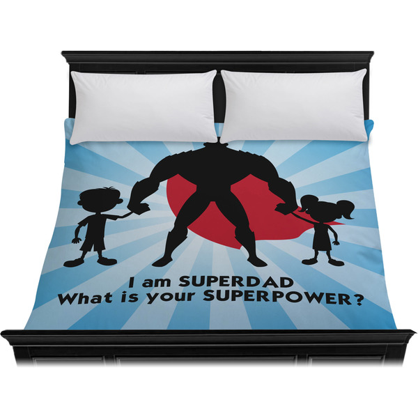 Super Dad Duvet Cover - King - On Bed - No Prop