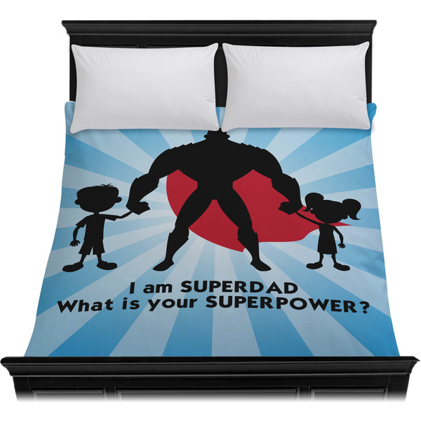 Super Dad Duvet Cover - Queen - On Bed - No Prop