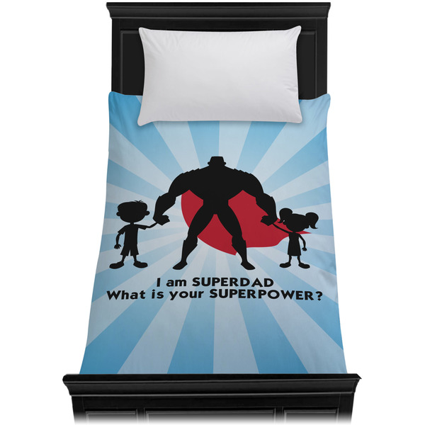 Super Dad Duvet Cover - Twin - On Bed - No Prop
