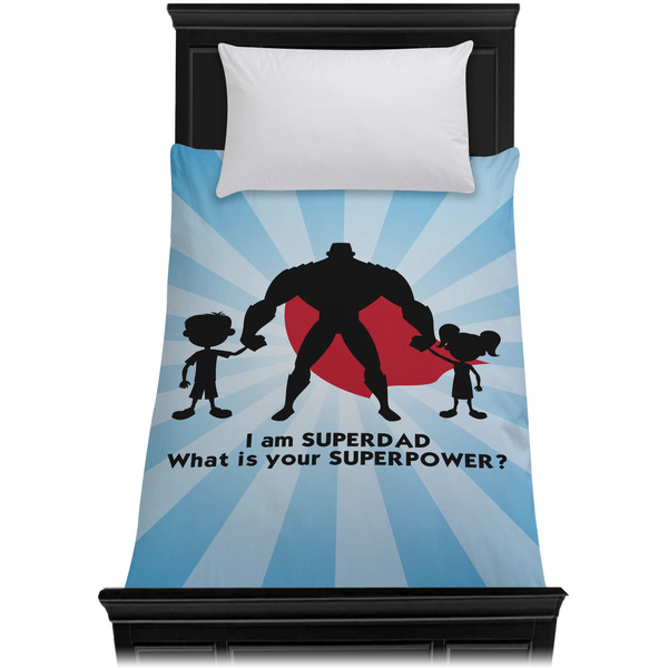 Super Dad Duvet Cover - Twin XL - On Bed - No Prop