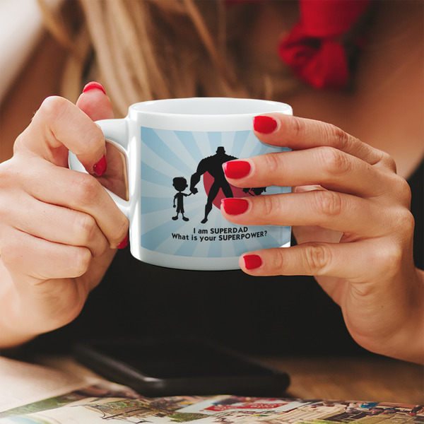 Super Dad Espresso Cup - 6oz (Double Shot) LIFESTYLE (Woman hands cropped)
