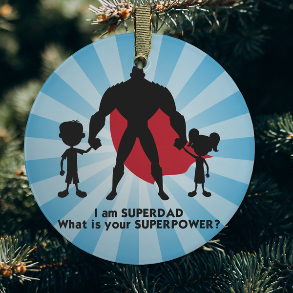 Super Dad Frosted Glass Ornament - Round (Lifestyle)