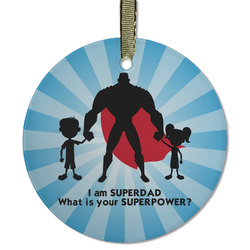 Super Dad Flat Glass Ornament - Round