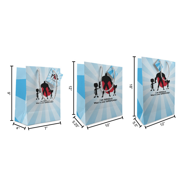Super Dad Gift Bags - All Sizes - Dimensions