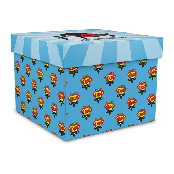 Custom Super Dad Gift Box with Lid - Canvas Wrapped - Large