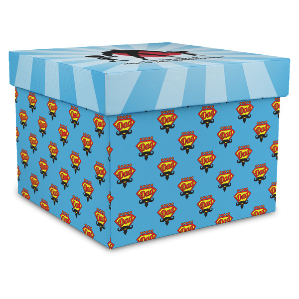 Custom Super Dad Gift Box with Lid - Canvas Wrapped - X-Large