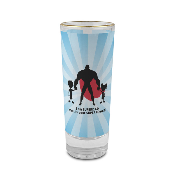 Custom Super Dad 2 oz Shot Glass - Glass with Gold Rim
