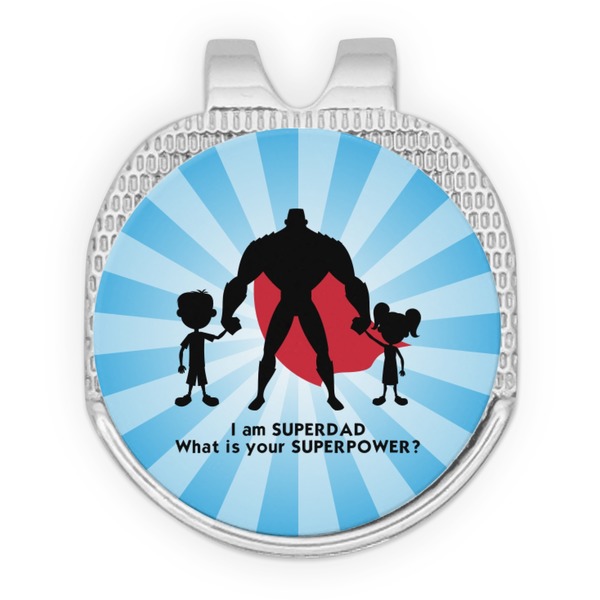 Custom Super Dad Golf Ball Marker - Hat Clip - Silver
