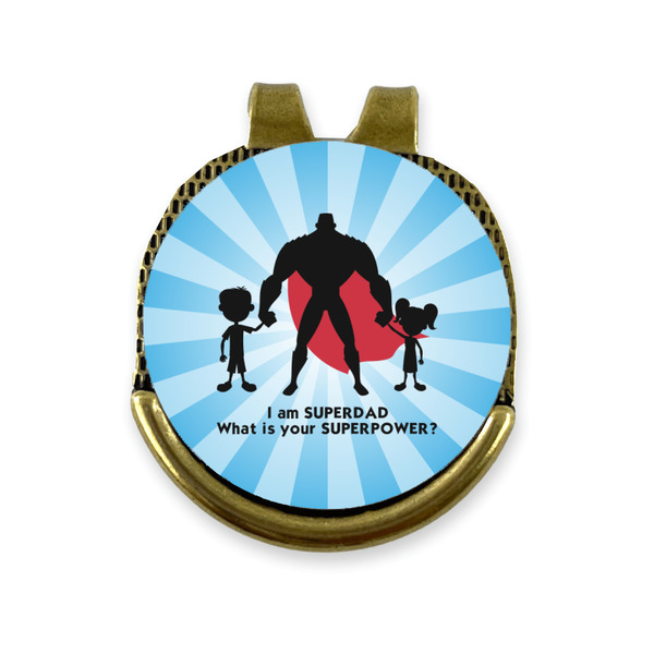 Custom Super Dad Golf Ball Marker - Hat Clip - Gold