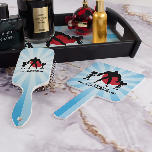 Super Dad Hair Brush and Hand Mirror - Bathroom Scene