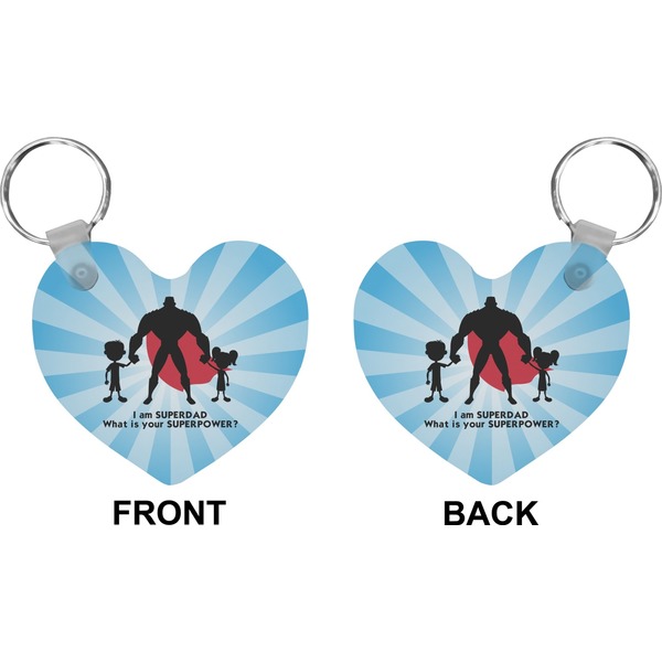 Super Dad Heart Keychain (Front + Back)