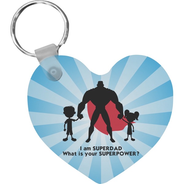 Custom Super Dad Heart Plastic Keychain