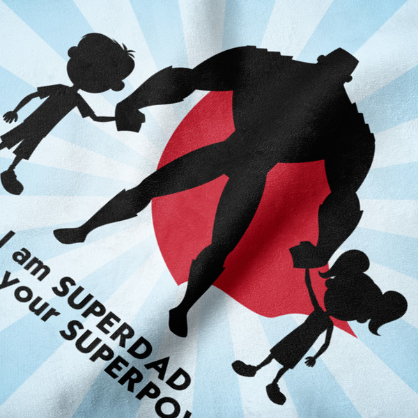 Super Dad Hooded Baby Towel- Detail Close Up