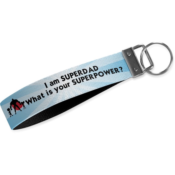 Custom Super Dad Wristlet Webbing Keychain Fob