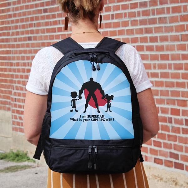 Super Dad Large Backpack - Black - On Back