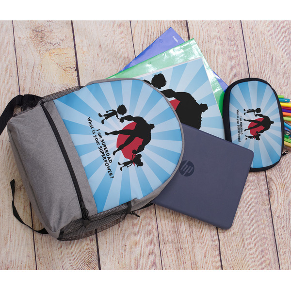 Super Dad Large Backpack - Gray - With Stuff