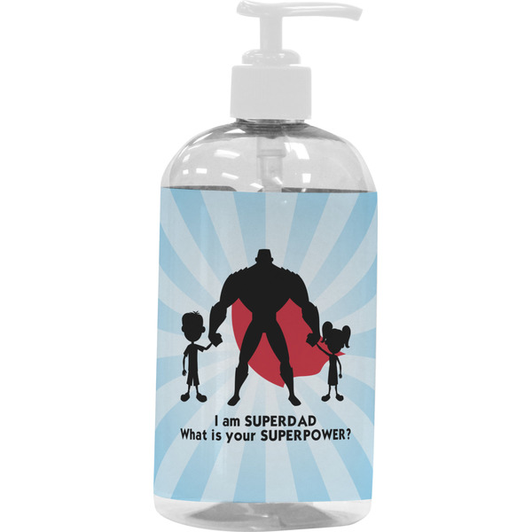 Custom Super Dad Plastic Soap / Lotion Dispenser (16 oz - Large - White)