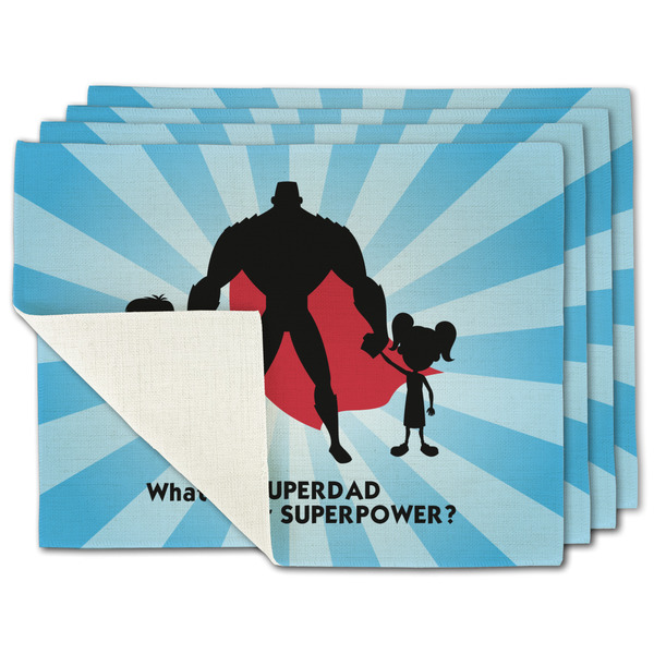 Custom Super Dad Single-Sided Linen Placemat - Set of 4