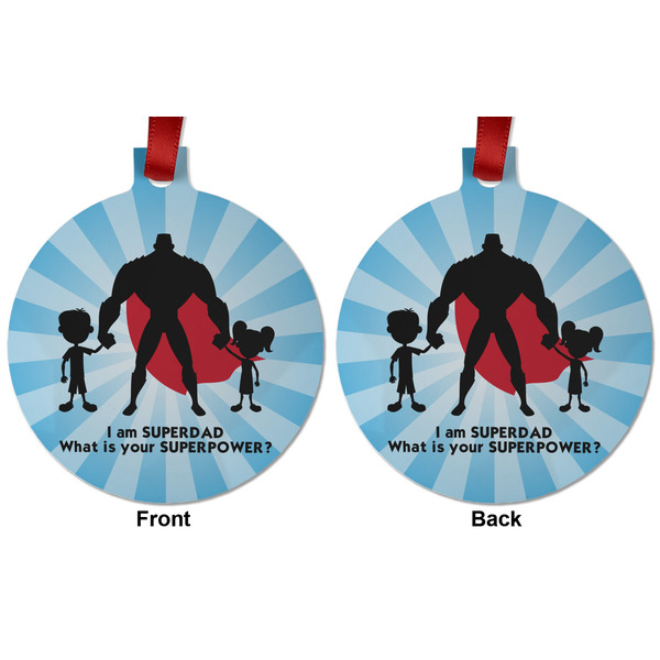 Super Dad Metal Ball Ornament - Front and Back