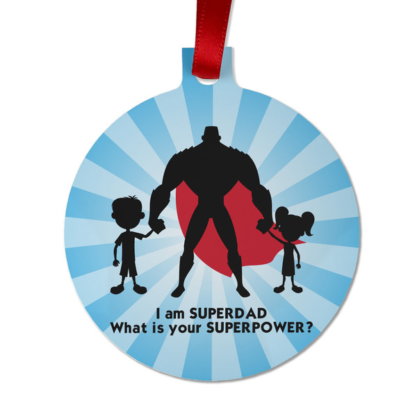 Custom Super Dad Metal Ball Ornament - Double Sided