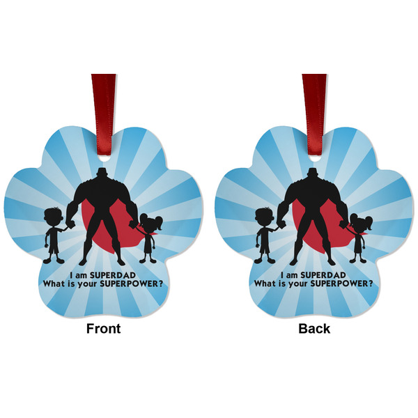 Super Dad Metal Paw Ornament - Front and Back